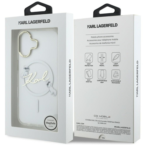 Etui Karl Lagerfeld IML Choupettes Karl  Script Logo MagSafe do iPhone 17 przezroczysty