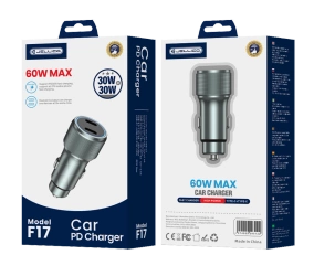 JELLICO ładowarka samochodowa F17 PD 60W 2xUSB-C Czarny