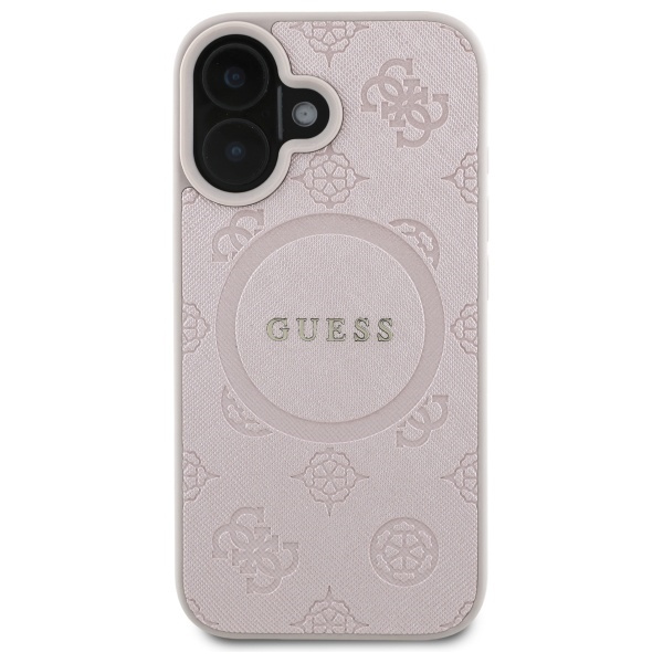 Guess GUHMP16SPSAPSMEP iPhone 16 6.1" różowy/pink hardcase Saffiano Peony Classic Logo MagSafe