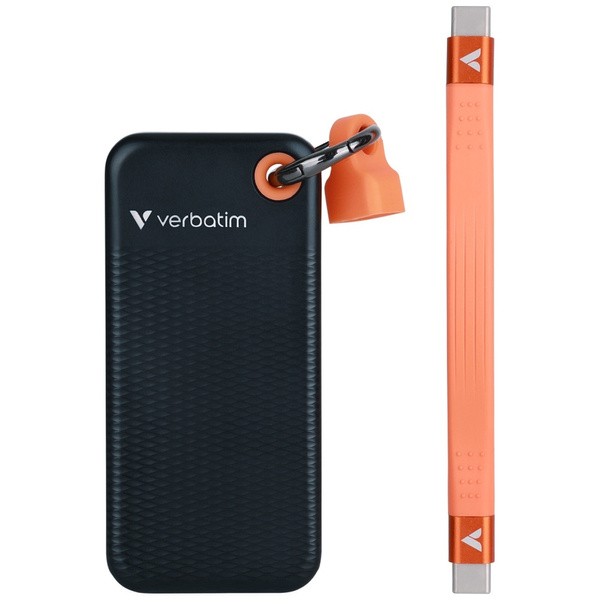 Dysk Zewnętrzny Verbatim Pocket SSD 1TB  - brelok do kluczy z kablem USB-C 3.2 gen.2 czarno-pomarańczowy/black-orange 32193