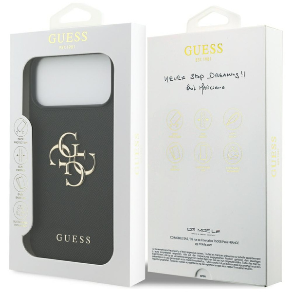 Etui Guess Grained Big 4G & Classic Logo do iPhone 17 Pro Max czarny