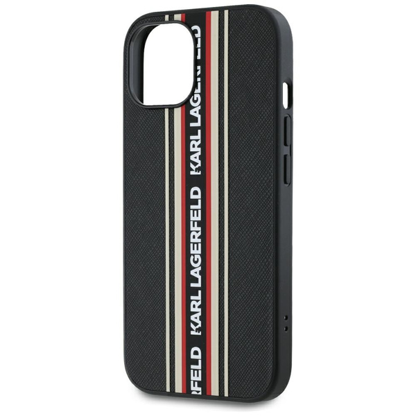 Etui Karl Lagerfeld Saffiano Athleisure  Stripes Cord do iPhone 15 czerwony