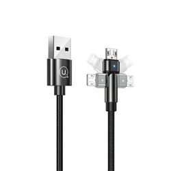 USAMS KABEL PLECIONY OBROTOWY U60 2A USB-C 1M CZARNY