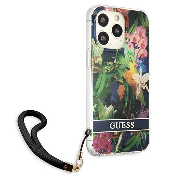 Guess GUHCP13XHFLSB iPhone 13 Pro Max6,7" niebieski/blue hardcase Flower Strap