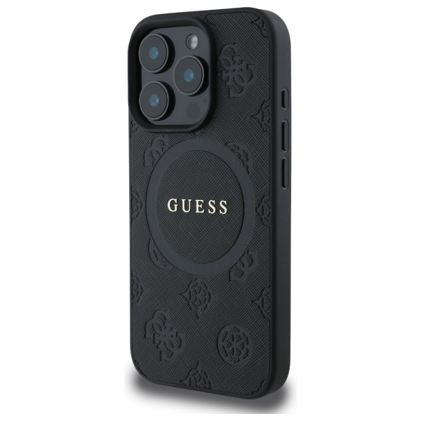 Guess GUHMP16LPSAPSMEK iPhone 16 Pro 6.3" czarny/black hardcase Saffiano Peony Classic Logo MagSafe