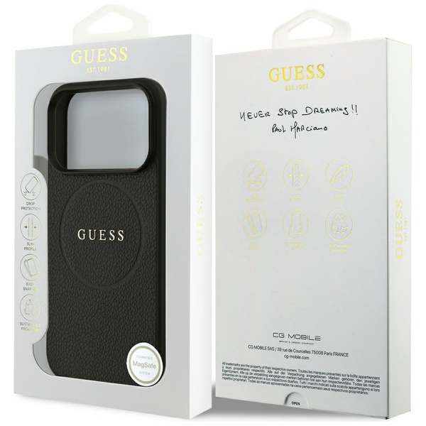 Etui Guess Grained Ring MagSafe do       iPhone 17 Pro czarny