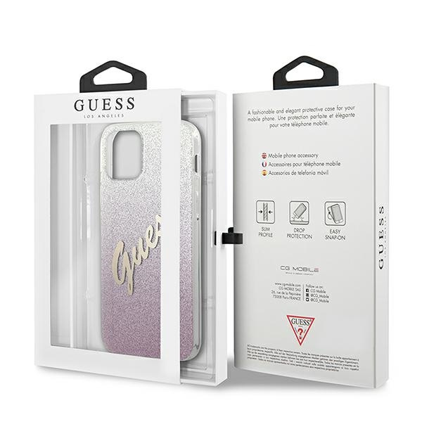 Guess GUHCP12SPCUGLSPI iPhone 12 mini5,4" różowy/pink hardcase Glitter Gradient Script