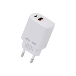 Beline Ład. siec. 1x USB-C + 1x USB 30W biała /white (only head) PD 3.0 + QC 3.0  BLN2CW30 GaN