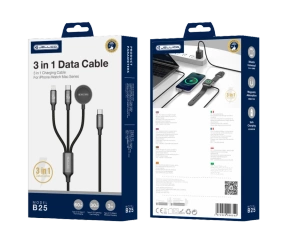 JELLICO cable B25 3w1 (Apple Watch) 3.1A 1.2M Black