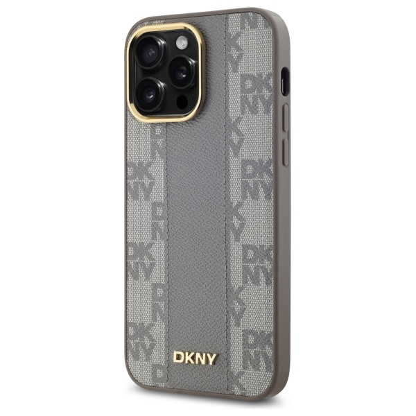 DKNY DKHMP14XPCPVSLE iPhone 14 Pro Max6.7" beżowy/beige hardcase Leather Checkered Mono Pattern MagSafe