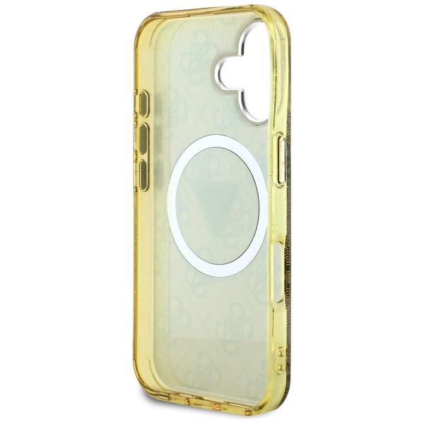 Etui Guess IML Metal Glitter 4G Circle   Triangle MagSafe do iPhone 16 brązowy