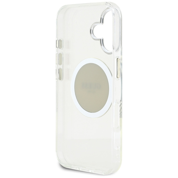 Etui Guess IML Metal Colored Circle      Classic Logo MagSafe do iPhone 16 szary