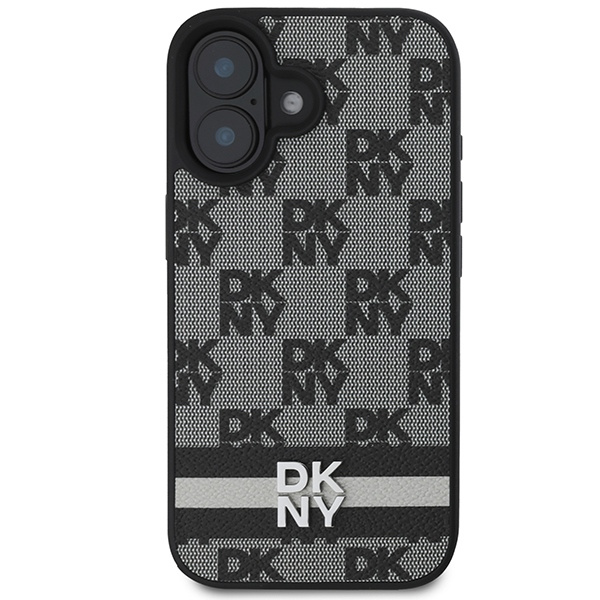 DKNY DKHCP16SPCPTSSK iPhone 16 6.1"6.1" czarny/black hardcase Checkered Pattern & Printed Stripes