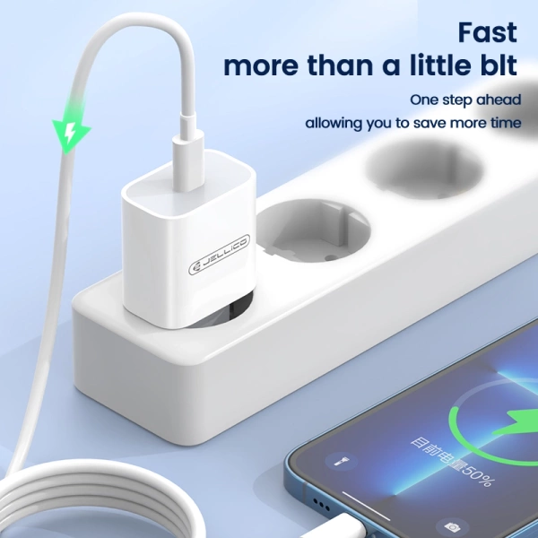 JELLICO wall charger AK180 PD 20W 1xUSB-C + cable USB-C - Lightning White