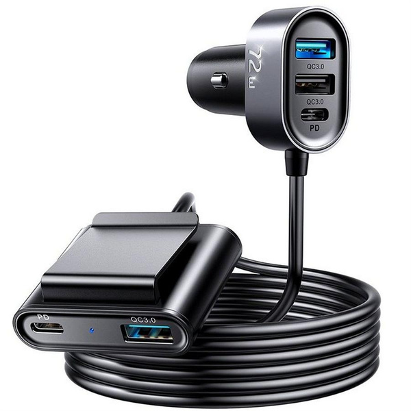 Joyroom ładowarka samochodowa 2xPD + 2xQC3.0 72W 1,5m czarna (JR-CL05)