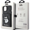 Karl Lagerfeld Saffiano Cardslots and Stand Monogram Choupette case for iPhone 15 - black
