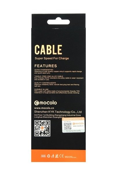 (4781)KABEL USB MOCOLO TRWAŁY LIGHTNING 1M 2.1A CZARNY