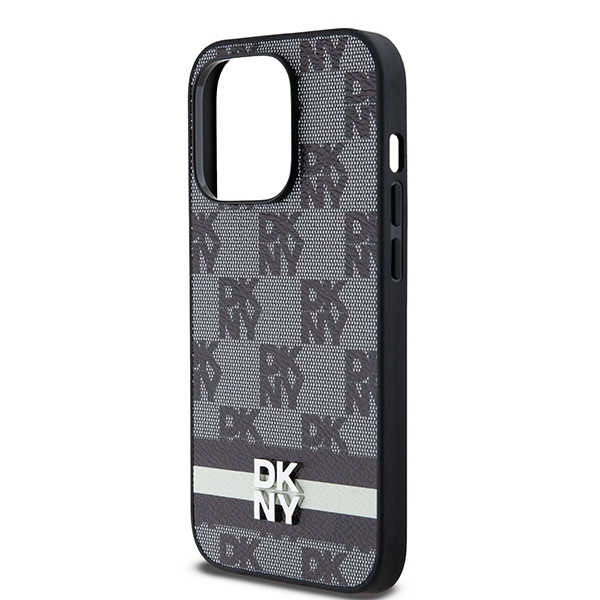 DKNY DKHCP14LPCPTSSK iPhone 14 Pro6.1" czarny/black hardcase Leather Checkered Mono Pattern & Printed Stripes