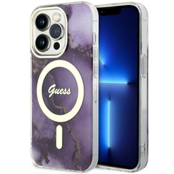 Guess GUHMP14LHTMRSU iPhone 14 Pro 6.1"purpurowy/purple hardcase Golden Marble MagSafe