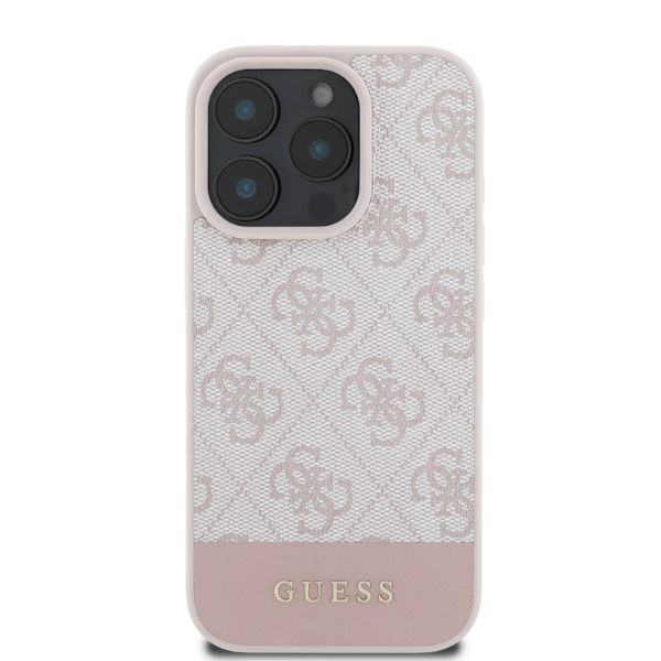 Guess GUHCP16LG4GLPI iPhone 16 Pro 6.3" różowy/pink hardcase 4G Bottom Stripe