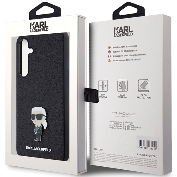 KARL LAGERFELD KLHCSA55GKNPSK A55 A556 BLACK/BLACK HARDCASE FIXED GLITTER IKONIK LOGO METAL PIN