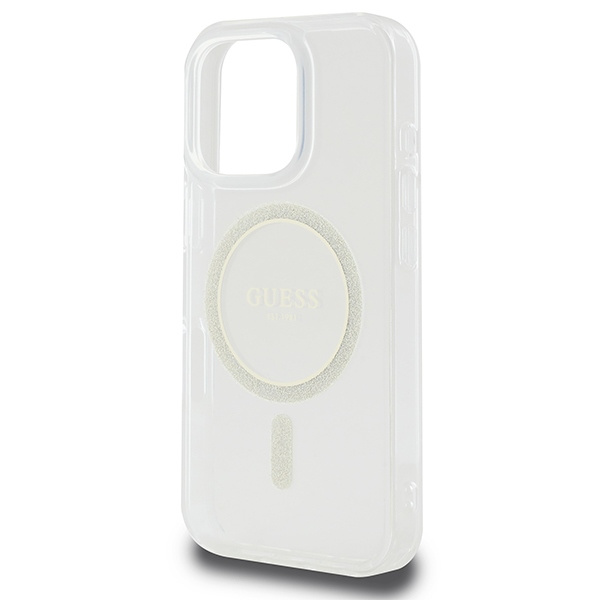 Guess GUHMP16XHFGERET iPhone 16 ProMax 6.9" przeźroczysty/transparent hardcase IML Glitter Circle MagSafe