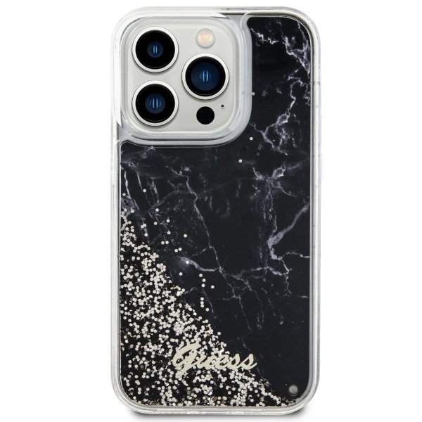 Guess GUHCP14LLCSGSGK iPhone 14 Pro 6.1"czarny/black hardcase Liquid Glitter Marble