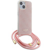 Guess GUHCP15SHC4SEP iPhone 15 / 14 / 13 6.1" różowy/pink hardcase Crossbody Cord 4G Print