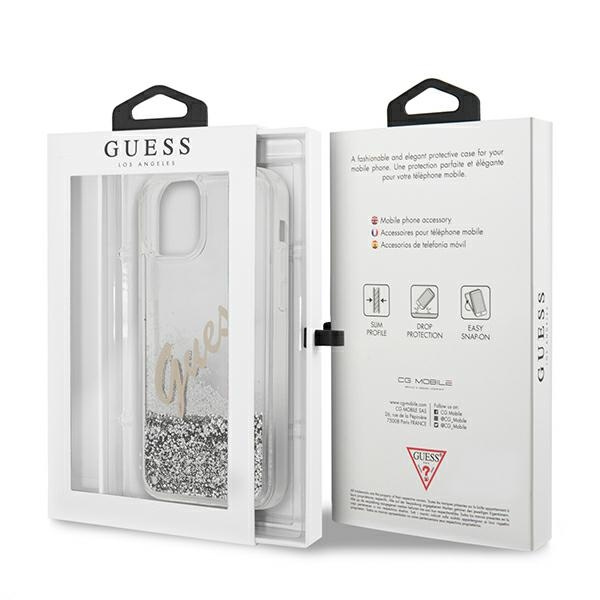 Guess GUHCP12LGLVSSI iPhone 12 Pro Max6,7" srebrny/silver hardcase Glitter Vintage Script