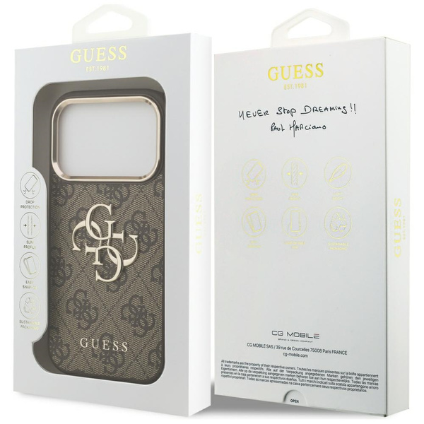 Etui Guess 4G Big 4G Classic Logo do     iPhone 17 Pro Max brązowy złoty