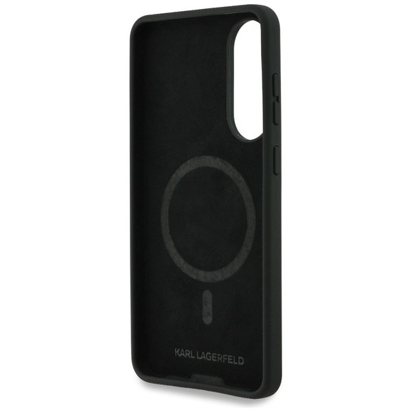 Etui Karl Lagerfeld Silicone Double      Heads And Circle MagSafe do Samsung Galaxy S25 Edge czarny