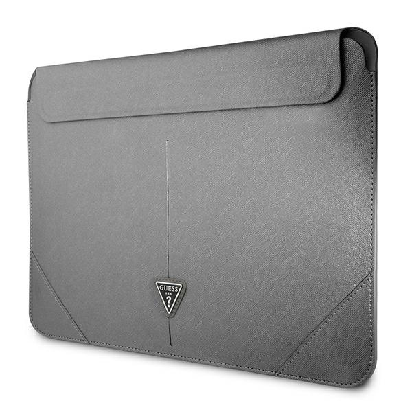 Guess Sleeve GUCS14PSATLG 14" srebrny/silver Saffiano Triangle Logo