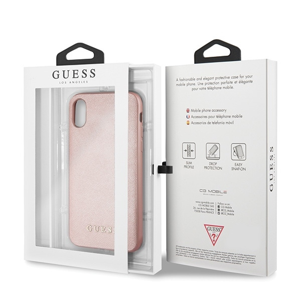 Guess GUHCI65SLSAPI iPhone Xs Maxróżowy/pink hard case Saffiano