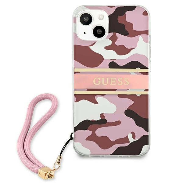 Guess GUHCP13MKCABPI iPhone 13 / 14 / 156.1" różowy/pink hardcase Camo Strap Collection
