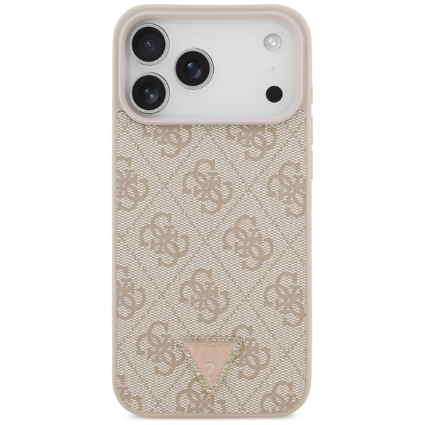 Etui Guess Leather 4G Triangle Strass    MagSafe do iPhone 17 Pro Max różowy
