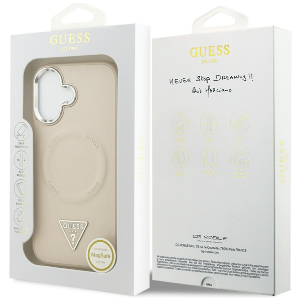 Etui Guess Triangle Logo MagSafe do      iPhone 17 beżowy