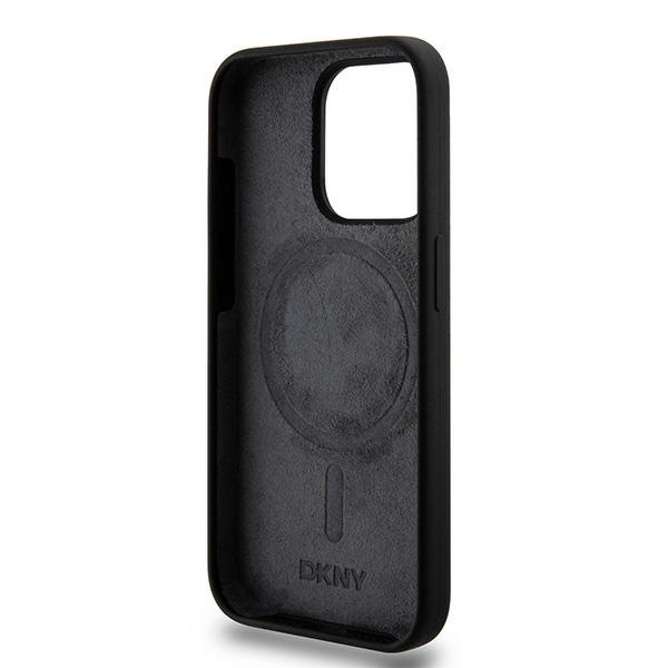 DKNY DKHMP15LSNYACH iPhone 15 Pro6.1" czarny/black hardcase Liquid Silicone White Printed Logo MagSafe