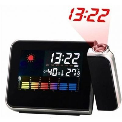 STACJA POGODY ZEGAR LCD BUDZIK Z PROJEKTOREM