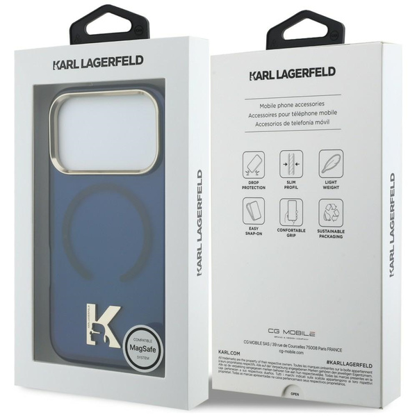 Etui Karl Lagerfeld IML K Head Logo      MagSafe do iPhone 17 Pro Max niebieski