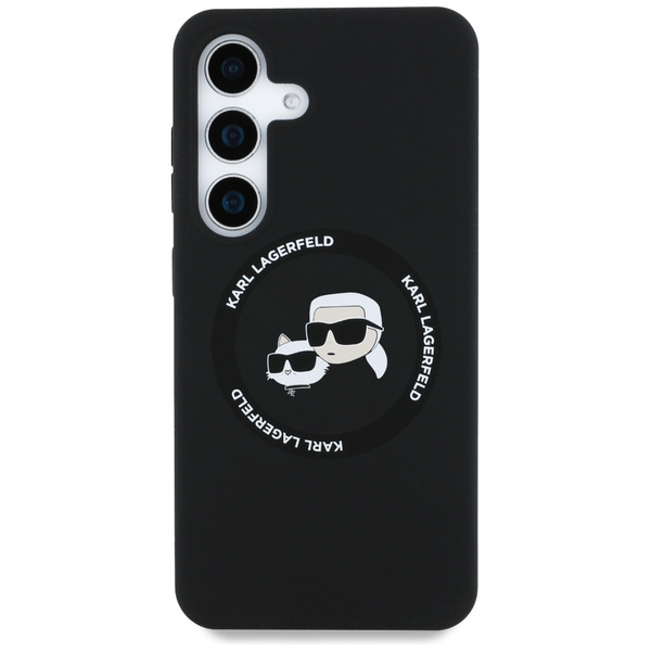 Etui Karl Lagerfeld Silicone Double      Heads And Circle MagSafe do Samsung Galaxy S25+ czarny