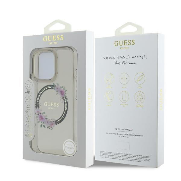 Guess GUHMP16XHFWFCK iPhone 16 Pro Max   6.9" czarny/black hardcase IML Flowers Wreath MagSafe