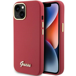 Guess GUHCP15SSMBSLM iPhone 15 / 14 / 13 6.1" magenta hardcase Silicone Script Metal Logo & Frame