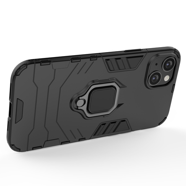 RING ARMOR CASE FOR IPHONE 14 ARMORED COVER MAGNETIC HOLDER RING BLACK