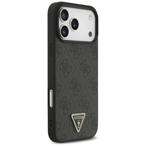 Etui Guess Leather 4G Triangle Strass    MagSafe do iPhone 17 Pro Max czarny