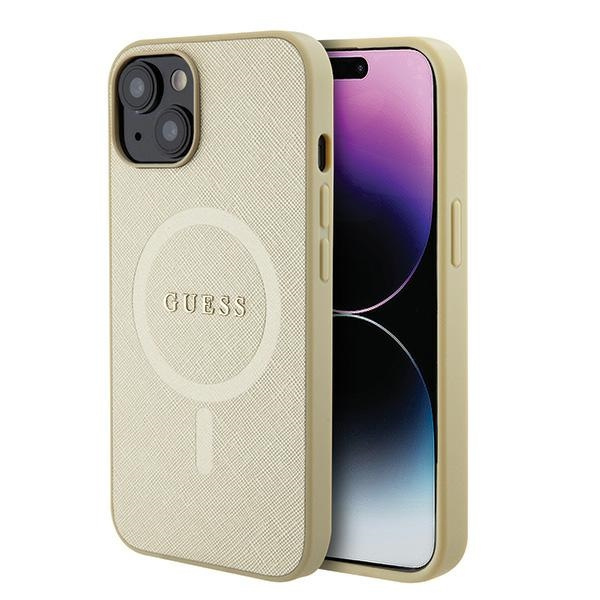 Guess GUHMP15SPSAHMCB iPhone 15 / 14 / 13 6.1" złoty/gold hardcase Saffiano MagSafe