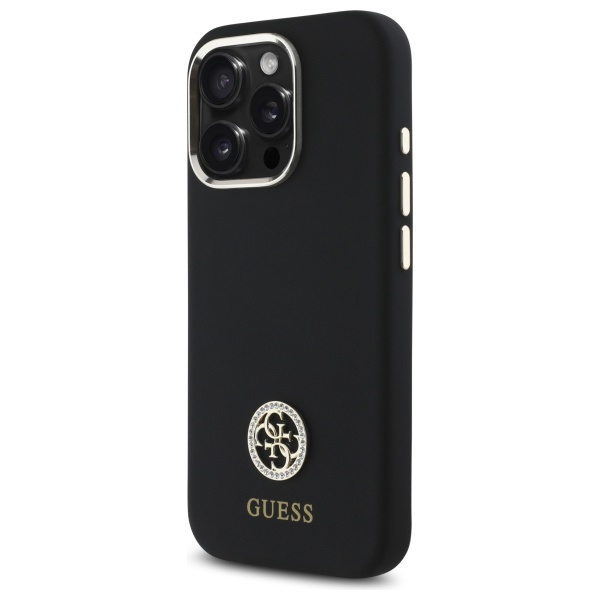 Guess GUHCP16LM4DGPK iPhone 16 Pro 6.3"  czarny/black hardcase Silicone Logo Strass 4G