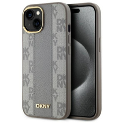 DKNY DKHMP15MPCPVSLE iPhone 15 Plus6.7" beżowy/beige hardcase Leather Checkered Mono Pattern MagSafe
