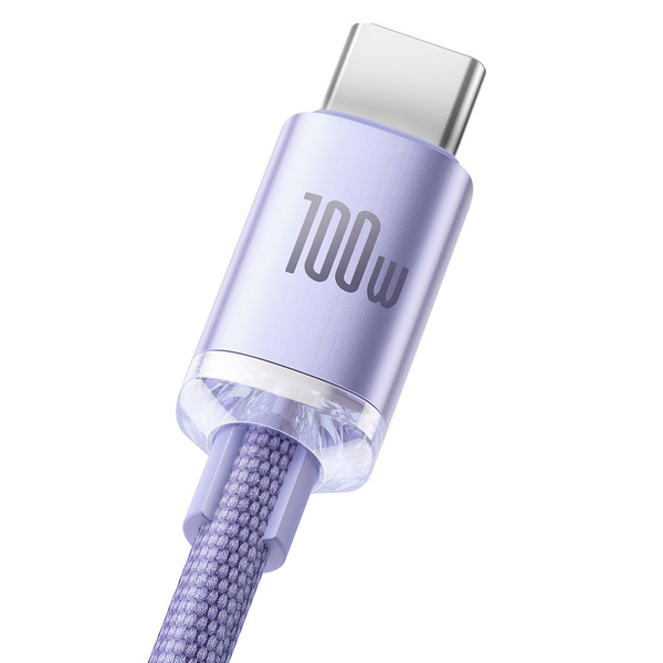 Baseus kabel Crystal Shine USB - USB-C 1,2 m 100W fioletowy