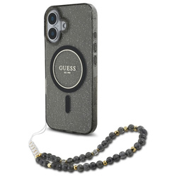 Guess GUHMP16SHGCRELSK iPhone 166.1" czarny/czarny hardcase IML Glitter With Pearl Strap MagSafe