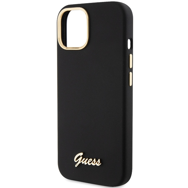 Guess GUHCP15SSMBSLK iPhone 15 / 14 / 13 6.1" czarny/black hardcase Silicone Script Metal Logo & Frame